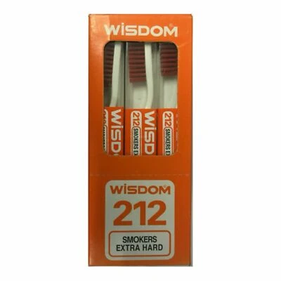 Wisdom 212 Smokers Extra Hard Brown Bristle Toothbrush | Original | 3 PCS| 6 PCS
