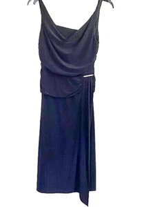 S.L. Fashions Sleeveless Draped Neck Ruched Waist Black Party Dress Size 12 - Picture 1 of 13