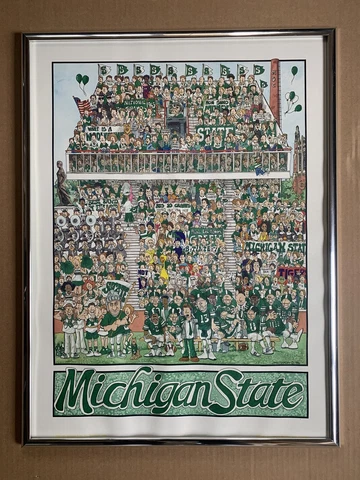 Vintage 1986 1989 John Holladay Michigan State Spartans Team Poster Caricature Cover