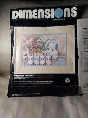 Patchwork Welcome Needlepoint Karen Avery Dimensions Pato Pastel 2346 14x10 años 80  Foto 1 de 4