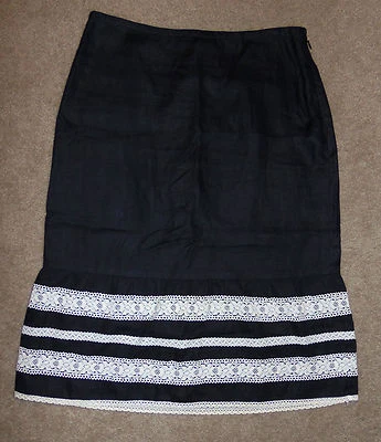 Ann Taylor Loft 尺寸 4 裙黑色亚麻花边装饰及膝女式 — 第 1/3 张图片