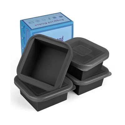 Paquete de 4 bandejas congelador de silicona con tapa de 2 tazas moldes congelador de silicona sopa cont... Foto 1 de 4