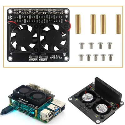 Kühler Lüfter Dual Fan Modul Expansion Board Ersatz für Raspberry Pi 4B/3B+/3B - Bild 1 von 4