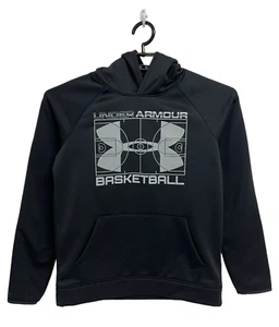 Under Armour Boy's Long Sleeve Black Graphic Hooded Pullover Sweatshirt Size YLG - Picture 1 of 10