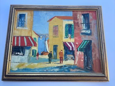 MID CENTURY IMPRESSIONIST PAINTING ARCHITECTURE CITY STREET SCENE SIGNED CORINI - Image 1 of 4