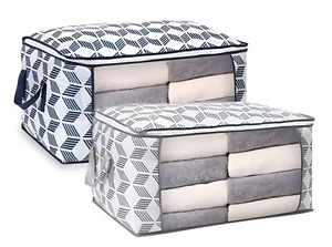 Luckira Home Clothes Storage Bag Organizer with Reinforced Handles. Striped. - Picture 1 of 6