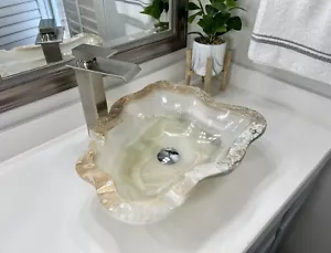Lavandino in onice / lavandino bagno / lavandino in pietra / lavabo / lavandino fatto a mano - Foto 1 di 10