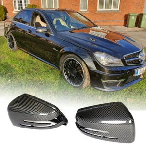 Carbon Fiber Mirror Cover Caps For Mercedes Benz W204 W212 W176 W117 W246 X156  - Picture 1 of 12