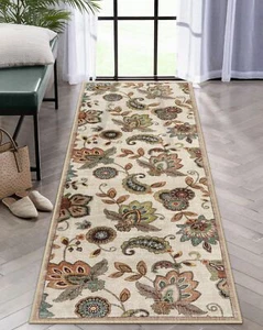 Floral Kitchen Runner Rug Washable 2x6 Carpet Non-Slip Distressed Bath Mat - Picture 1 of 7