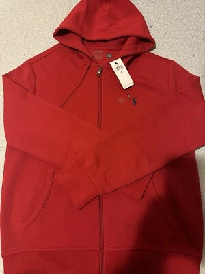 Auténtica sudadera con capucha Polo Ralph Lauren para hombre con cremallera completa, clásica roja talla M nueva con etiquetas Foto 1 de 3