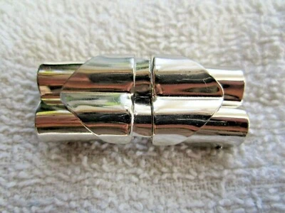 VINTAGE NOS EISEN NICKEL TONE ROPE CORD SPLIT CLASP BUCKLE STRAP CRAFT HARDWARE - Image 1 of 4