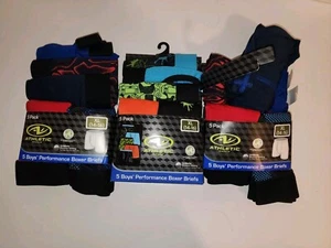 3 Athletic Works Boys Performance Boxer Brief 5 Pack Size XL 14/16 Moisture Wick - Picture 1 of 11