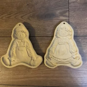Brown Bag Raggedy Ann Andy Cookie Art Mold pair 1985 1986 Stoneware Hill Design - Picture 1 of 5
