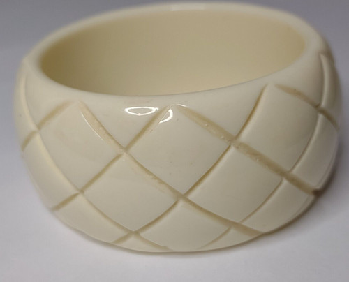 OFF WHITE Bracciale vintage 8 pollici bianco sporco grosso largo in plastica