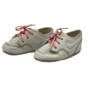 Vintage Nike Newborn Girl Crib Shoes Baby Sz 1 Sweet Dreams 1986 Pink Swoosh - Picture 1 of 13