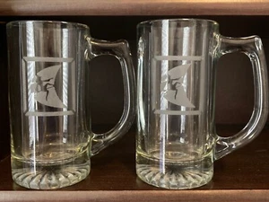 Halloween Glass Mugs Witch on Broom flying Crescent Moon - Picture 1 of 8
