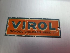 Vintage "Virol" Malt Drink Advertising Miniature Tin Sign Model Railway Use - Picture 1 of 2