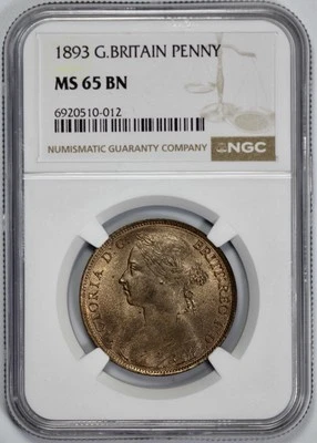 1893 Great Britain Penny NGC MS 65 BN - Image 1 of 4