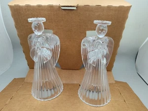 Set of 2 Crystal Angel Candlesticks 24% Full Lead Crystal St. George Crystal EUC - Picture 1 of 9