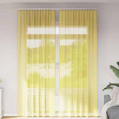 Voile Curtains with Loops 2 pcs Yellow 140x260 cm vidaXL - Image 1 of 4