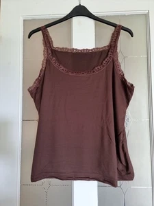 Ladies Brown Lace Trim Vest Top/camisole Size 22-24 - Picture 1 of 4