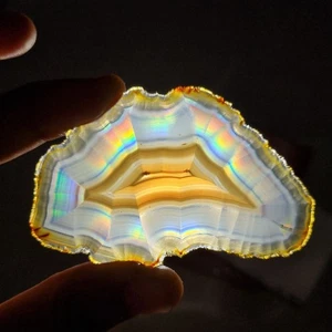 64.35 Cts Beautiful Iris Rainbow Agate Slice - Rare Collectable Iris Agate Slab - Picture 1 of 4