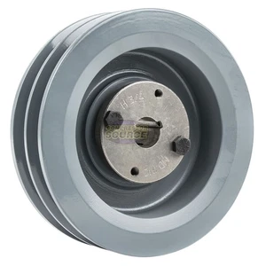 Cast Iron 6" Pulley Dual Groove B Section V Belt 5L with 3/4" Sheave Bushing - Picture 1 of 6