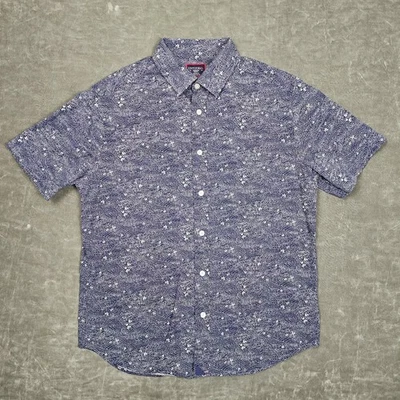 UNTUCKit Joaquin Shirt Mens Medium Navy Slim Fit Short Sleeve Cotton Button Up - Image 1 of 4