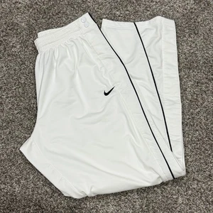 VINTAGE 90s NIKE BAGGY SWEATPANTS Track Pants Mens XL Snap Buttons Stripe Logo - Picture 1 of 7