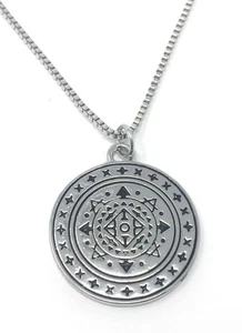 Silver-Tone Pagan Celtic Tribal Shield Necklace Wicca Occult Rune Halloween Gift - Picture 1 of 3