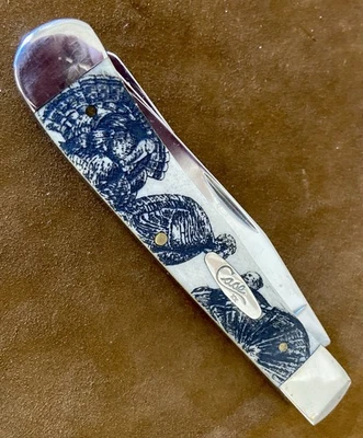 Vintage CaseXX Turkeys Engraved  On Bone TRAPPER 6254 SS Brand New & Perfect! - Image 1 of 4