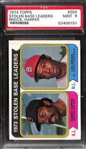 1974 TOPPS #204 STOLEN BASE LEADERS PSA 9 Mint 02406151 - Picture 1 of 2
