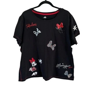 Camiseta negra bordada con lentejuelas de Minnie Mouse de los parques de Disney talla 2X - Imagen 1 de 16