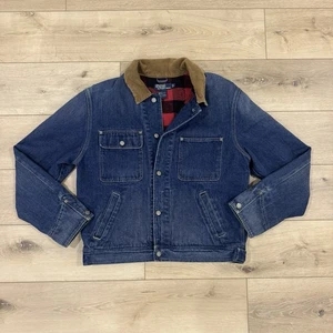 Vintage Polo Ralph Lauren Jeansjacke Herren L Buffalo kariert gefüttert Knopf Flanell - Bild 1 von 13