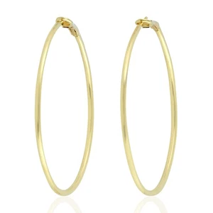 Sterling Silver Large Hoop Earrings Polished Lightweight Circle Hoops for Women - Picture 1 of 6