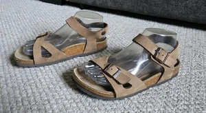 Birkenstock Bali sandali con cinturino in pelle Habana marrone donna 37 6 6,5 - Foto 1 di 9