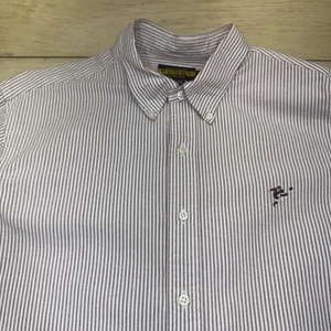 RALPH LAUREN RUGBY Button Down Shirt Men's Size XL White Pink Stripe Cotton - Picture 1 of 19
