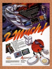 1990 Arcadia Silver Surfer Cool Spot NES Games Original Advertisement / Promo v2