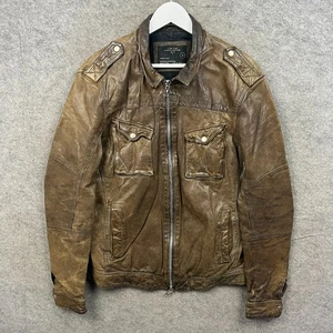 Chaqueta AllSaints Para Hombre Mediana Marrón Post Commander Cuero Motociclista Motocicleta Abrigo - Imagen 1 de 13