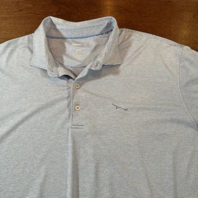 Camisa Polo Johnnie-O Hombre Azul Micro Tiras Newton Performance SS XXL Golf Foto 1 de 4