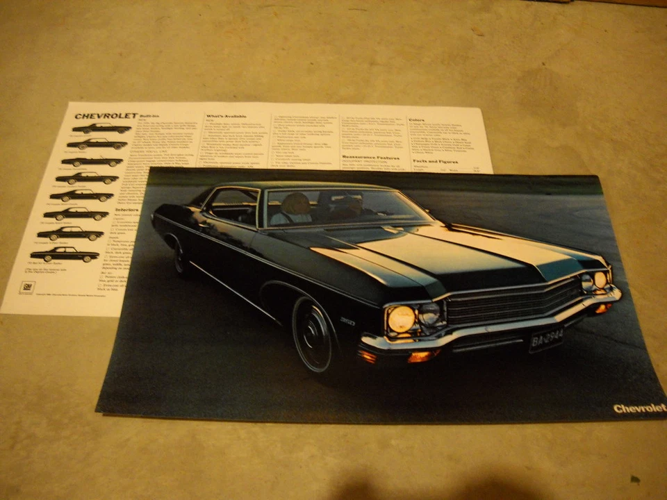 Chevrolet Impala Caprice 1970 11x18 folleto póster/70 Chevy especificaciones y opciones Foto 1 de 1