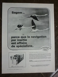 1978 PUB SAGEM SYSTEME INERTIEL ULISS AVION MIRAGE FLAMAND ROSE PINK FLAMINGO AD - Picture 1 of 1