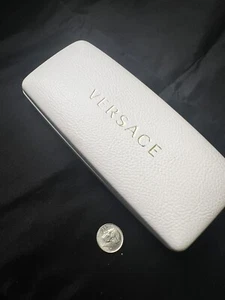 VERSACE WHITE LEATHER HARD CLAMSHELL SUNGLASSES EYEGLASSES CASE 6.5x2.75x1.5” - Picture 1 of 9
