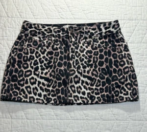 PacSun Leopard Mid Rise Denim Mini Skirt Size 23 New without tag - Picture 1 of 5