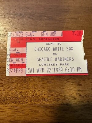 1989 KEN GRIFFEY JR ROOKIE MLB GAME #14 TICKET WHITE SOX MARINERS - Image 1 of 2