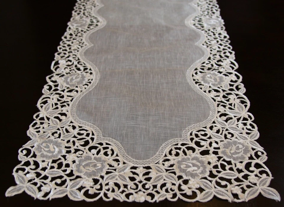 Organza Embroidered Lace Placemat Dining Table Runner Wedding Bridal Party - Image 1 of 4