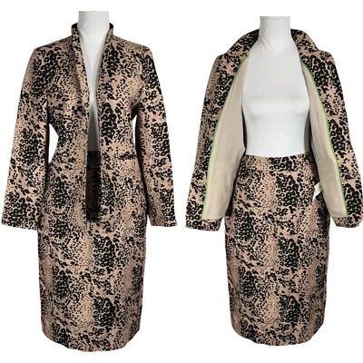 NUEVO CON ETIQUETAS J.Crew Falda Traje Talla 8 6 Leopardo Salir Blazer Elastizado Oficina Conjunto de 2 Piezas Foto 1 de 4