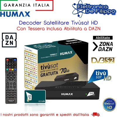 Decoder Satellitare Tivusat HD Con Tessera Inclusa Abilitata a DAZN - Immagine 1 di 4