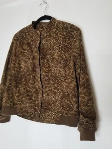 Norton McNaughton Jacket Womens 14P Beige Leopard Full Zip Insulated Coat Ladies - Picture 1 of 12
