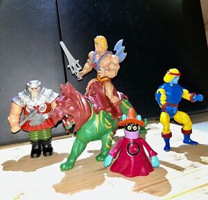 VTG 1981 MOTU He-Man & Battle Cat Action Figures w/Accessories , Orko, Sy-Klone